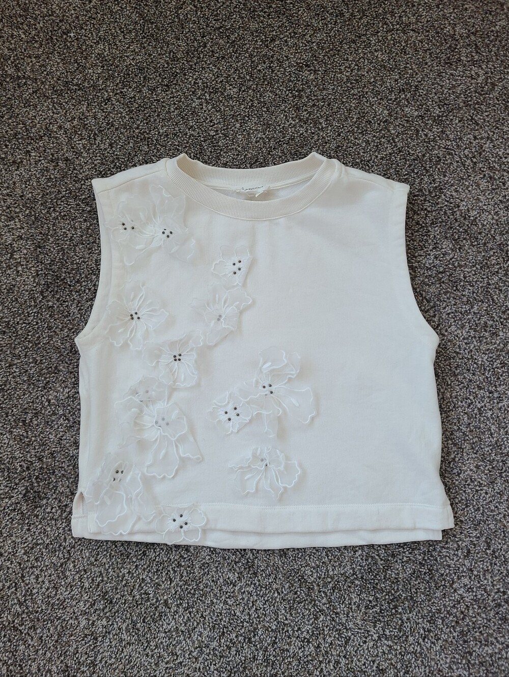 Anthropologie Floral Appliqué Knit Top Size XS